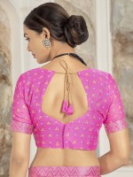 Lavender Pink Chiffon Printed Saree